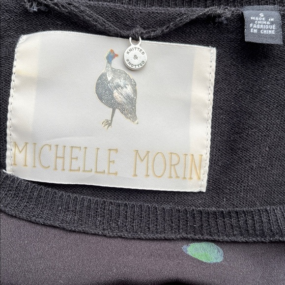 Anthropologie Knitted & Knotted Swan Tableau Michelle Morin Blouse Size Small - Picture 9 of 10